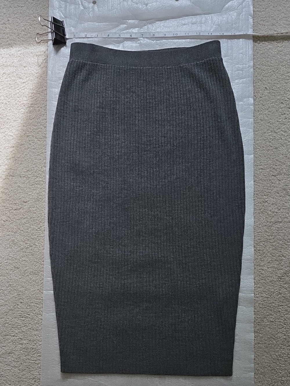 Eileen Fisher Charcoal Ribbed Pencil Skirt